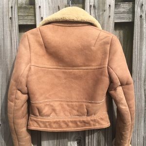 Tan shearling/ Sherpa aviator jacket.